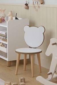 Çocuk Oyun Aktivite Masası 90x45 Cm 3 Sepetli Çocuk Çalışma Masası Arkalıklı Sandalye - Panda ürün fotoğrafı