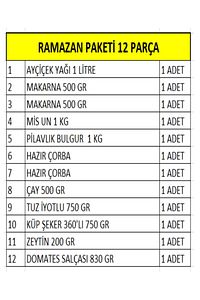 Ramazan Erzak Yardım Paketi Kumanya Kolisi 12 Parça ürün fotoğrafı