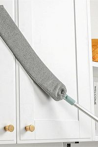 ( + 1 Yedekli ) Mikrofiber Başlıklı Girintili Yüzey Dip Köşe Raf Temizleme Mopu Toz Alma Fırçası ürün fotoğrafı