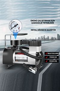 Araba Oto Araç Lastik Şişirme Pompası Metal Motorlu Kompresör 150 Psi Çakmaklık Girişli Kompresör ürün fotoğrafı