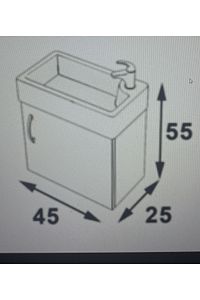 Banyo ve Tuvalet Mini Köşe Lavabo 25*45 Cm (Banyo Dolabı Dahil) ürün fotoğrafı