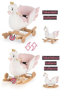 Tekerlekli ve Sallanan Ahşap Sallanan Kuğu, Sallanan At ürün fotoğrafı