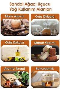 Sandal Ağacı Esansiyel Uçucu Koku Yağı Buhurdanlık Difüzör Esansı oda banyo ve dolap parfümü 30ml ürün fotoğrafı