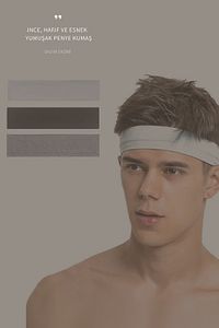 3lü Erkek Spor Saç Bandı Sporcu Kafabandı Headband Ter Bantı Fitness Saç Bantları Siyah&Beyaz&Gri ürün fotoğrafı