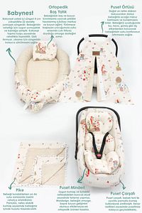 Ortopedik Puset Minder, Çarşaf, Örtü, Pike Ve Anne Yanı Babynest Yatak 6'lı Set, Animal Serisi ürün fotoğrafı