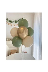 Balon Standlı Küf Yeşili Gold Krom Balon Seti ürün fotoğrafı