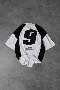 Erkek Beyaz Rules Baskılı Oversize Forma Tshirt ürün fotoğrafı