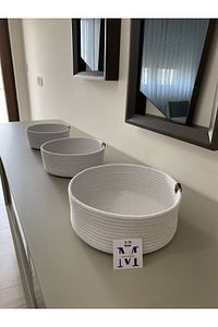 Hasır Sepet Takımı - 3'lü Çok Amaçlı Düzenleyici Set - El Yapımı Banyo Ve Mutfak Organizeri ürün fotoğrafı