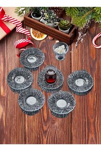 6 Lı Boncuk Çay Tabağı Yeni Trend Kristal Özel Tasarım Cam Bardak Altlığı ürün fotoğrafı