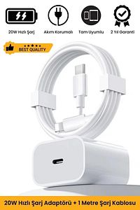 iPhone Tüm Serilere Uyumlu 20w Hızlı Şarj Seti Adaptör ve Type C Kablosu 7 8 X 11 12 13 14 Plus Pro ürün fotoğrafı