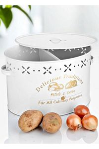 2 Bölmeli Metal Patates Soğan Kovası Beyaz 18 Lt Soğanlık-patates-beyaz ürün fotoğrafı