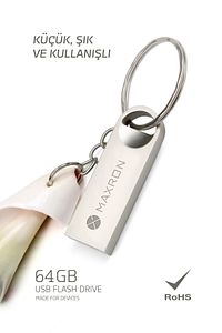 64 GB Flash Bellek Metal Gövde Ömür Boyu Garantili Güvenli Usb Bellek Data Traveler ürün fotoğrafı