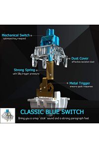 Trol Blue Switch Mini Rgb Oyun Klavyesi Gaming Mekanik 62 Tuşlu 18 Rgb Led Usb Tip-c Kablosu Beyaz ürün fotoğrafı