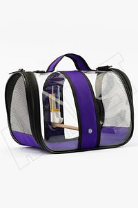 Kuş Taşıma Çantası Suluklu Tünekli 32x22x20 Büyük Boy 1. Kalite, Kraker Hediyeli- Mor ürün fotoğrafı