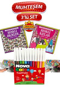 Mandala Her Yaşa Uygun Dinlendiren Terapi Seti Ve 12'li Keçeli Kalem ürün fotoğrafı