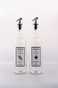 Dibi Çukur Şeffaf Cam Şişe 2'li 750 ml Zeytinyağı Sıvıyağ Şişesi Yağdanlık Yağlık ürün fotoğrafı