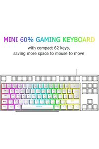 Trol Blue Switch Mini Rgb Oyun Klavyesi Gaming Mekanik 62 Tuşlu 18 Rgb Led Usb Tip-c Kablosu Beyaz ürün fotoğrafı
