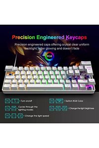 Trol Blue Switch Mini Rgb Oyun Klavyesi Gaming Mekanik 62 Tuşlu 18 Rgb Led Usb Tip-c Kablosu Beyaz ürün fotoğrafı
