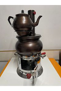 Bakır Görünümlü Semaver Odunlu Çay Semaveri Kömürlü Çay Semaveri Odunlu Semaver Kömürlü Semaver ürün fotoğrafı