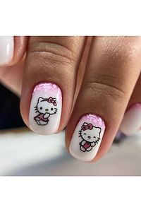 Hello Kitty Desenli Tırnak Dövmesi Tırnak Tattoo Nail Art Tırnak Sticker ürün fotoğrafı