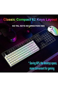 Trol Blue Switch Mini Rgb Oyun Klavyesi Gaming Mekanik 62 Tuşlu 18 Rgb Led Usb Tip-c Kablosu Beyaz ürün fotoğrafı
