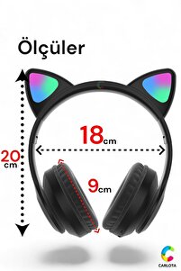 Kablosuz Bluetooth 5.0 Led Işıklı Kedili Kulaklık Hediye ios Android Uyumlu 8d Stereo Hd Ses ürün fotoğrafı