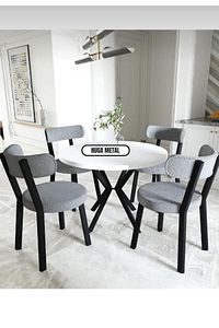 Star Masa Sandalye Takımı 90 daire Yuvarlak Masa 4 Sandalye ürün fotoğrafı