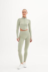 Infinity Collection Kadın Yeşil Seamless/dikişsiz Fermuarlı Crop Top ürün fotoğrafı