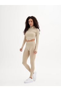 Infinity Collection Kadın Vizon Seamless/dikişsiz Fermuarlı Crop Top ürün fotoğrafı