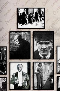 Çerçevesiz Çerçeve Görünümlü Atatürk Fotoğrafları 12 Parça Mdf Tablo Seti Çoklu Baskı Seti Mdf Baskı ürün fotoğrafı