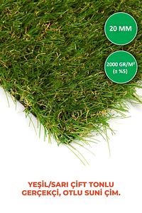 - Suni Yapay Çim Halı Serisi - 20mm - Yeşil - En 1.5 Metre - Yüksek Çim Hissi ürün fotoğrafı