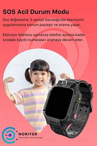 Çocuklar Için Kameralı Sim Kartlı Ortam Dinleme Konum Takip Özellikli Siyah Çocuk Akıllı Saat ürün fotoğrafı