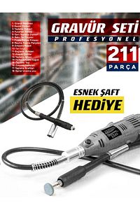 211 Parça 6 Kademe Devir Ayarlı Pvc Çantalı Hobi Gravür Seti Mini Taşlama Esnek Şaft Hediye ürün fotoğrafı