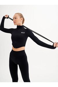 Infinity Collection Kadın Siyah Seamless/dikişsiz Fermuarlı Crop Top ürün fotoğrafı