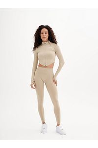 Infinity Collection Kadın Vizon Seamless/dikişsiz Fermuarlı Crop Top ürün fotoğrafı