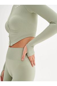 Infinity Collection Kadın Yeşil Seamless/dikişsiz Fermuarlı Crop Top ürün fotoğrafı