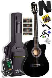 Cg-390bk-xbag Siyah Klasik Gitar 4/4 Sap Ayarlı Kesik Kasa Full Set (ÇANTA TUNER ASKI CAPO PENA) ürün fotoğrafı