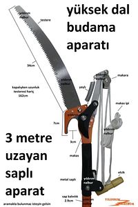 Yüksek Dal Kesme Testeresi 3 metre Saplı Metal Budama Makası Bağ Makası Tepe Makası ürün fotoğrafı