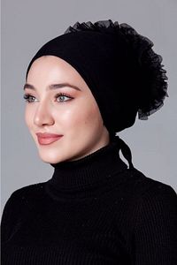 Siyah Likralı Fırfırlı Kaymayan Bone ( Kaymaz ) ürün fotoğrafı