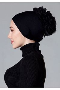 Siyah Likralı Fırfırlı Kaymayan Bone ( Kaymaz ) ürün fotoğrafı