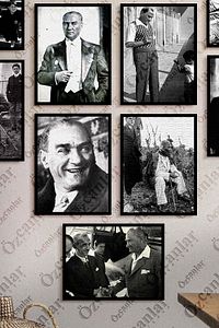 Çerçevesiz Çerçeve Görünümlü Atatürk Fotoğrafları 12 Parça Mdf Tablo Seti Çoklu Baskı Seti Mdf Baskı ürün fotoğrafı