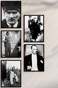 Çerçevesiz Çerçeve Görünümlü Atatürk Fotoğrafları 12 Parça Mdf Tablo Seti Çoklu Baskı Seti Mdf Baskı ürün fotoğrafı