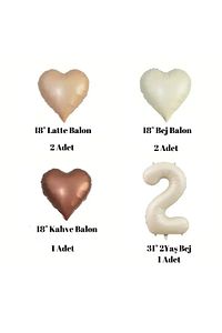 2 Yaş Retro Bej Yaş Balonlu Latte Bej Kahve Kalpli Retro Doğum Günü Yaş Balon Seti ürün fotoğrafı