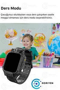 Çocuklar Için Kameralı Sim Kartlı Ortam Dinleme Konum Takip Özellikli Siyah Çocuk Akıllı Saat ürün fotoğrafı
