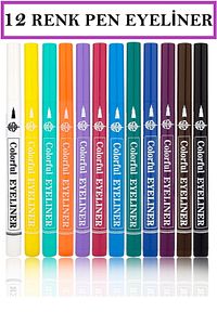 24'LÜ SET 12 Renkli Yüksel Pigment Neon Yağlı Göz Kalemi + 12'li Renkli Eyeliner ürün fotoğrafı