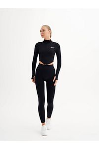 Infinity Collection Kadın Siyah Seamless/dikişsiz Fermuarlı Crop Top ürün fotoğrafı