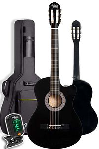 Cg-390bk-xbag Siyah Klasik Gitar 4/4 Sap Ayarlı Kesik Kasa Full Set (ÇANTA TUNER ASKI CAPO PENA) ürün fotoğrafı