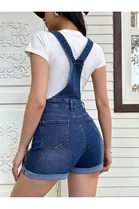 Kadın Denim Kot Salopet Şort Mavi ürün fotoğrafı