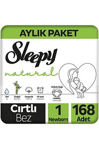 Natural Aylık Paket Bebek Bezi 1 Numara Yenidoğan 168 Adet ürün fotoğrafı