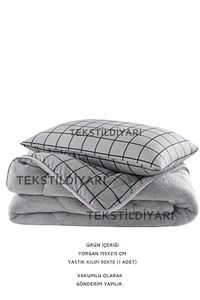 Tek Kişilik Çift Taraflı Welsoft Yorgan Füme Kare ürün fotoğrafı